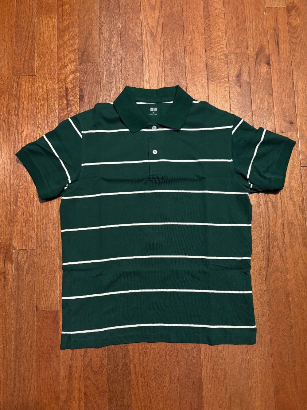 Uniqlo Green with White Stripes Pique Polo Shirt Size XS New w/o Tags!